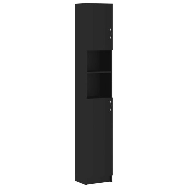 vidaXL Bathroom Cabinet Black Engineered wood Tall Bathroom Cabinet