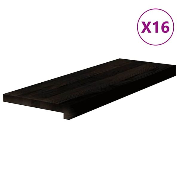 vidaXL Stair Tread Set of 16 Dark brown Solid oak wood 27.6 x 11.8 in