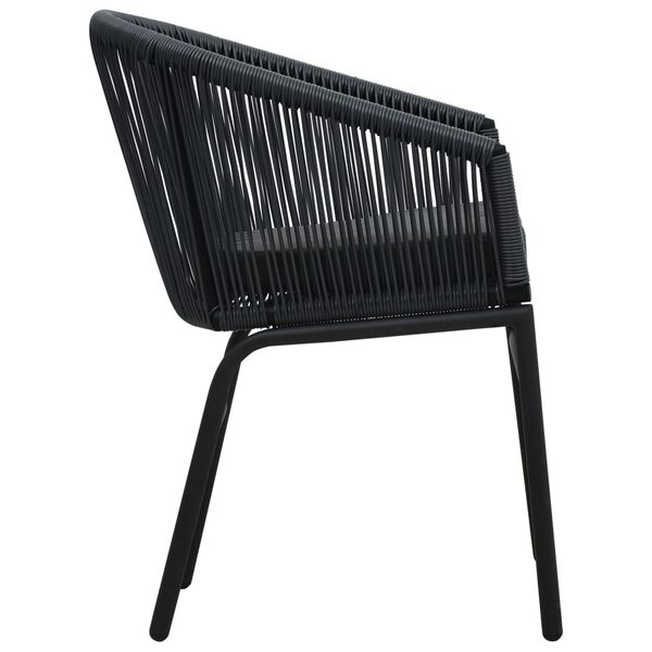 vidaXL Outdoor Chair Set of 2 Black PE Rattan, Powder-Coated Steel