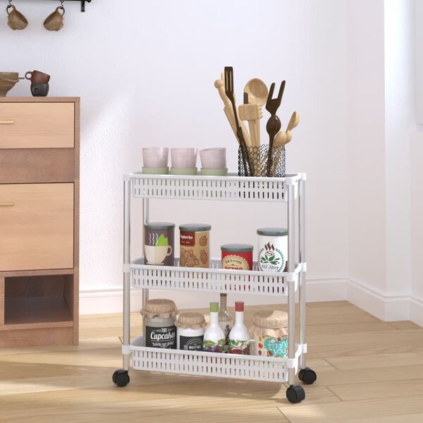 vidaXL Storage Trolley Silver and White