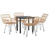 vidaXL Garden Dining Set Black Poly Rattan Standard Durable