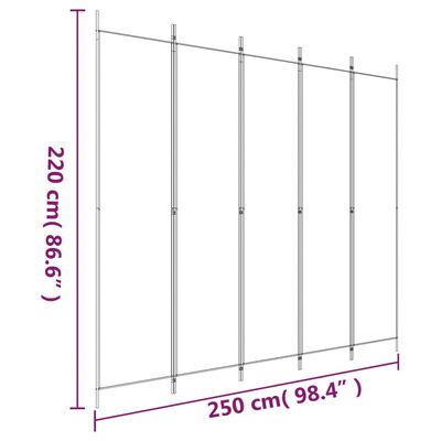 vidaXL 5-Panel Room Divider Anthracite 98.4"x86.6" Fabric