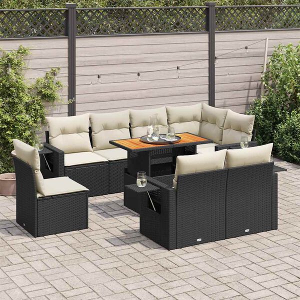 vidaXL Garden Sofa Set Black PE Rattan Large Modular Garden Sofa Set