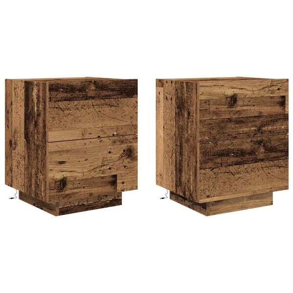 vidaXL Bedside Cabinet 2 pcs Old Wood 17.72 x 15.75 x 21.65 in