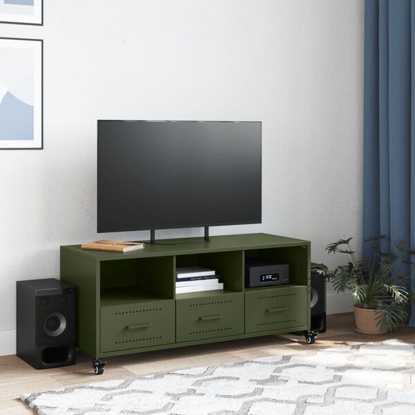 vidaXL TV Cabinet Olive Green Cold-Rolled Steel Medium TV Cabinet