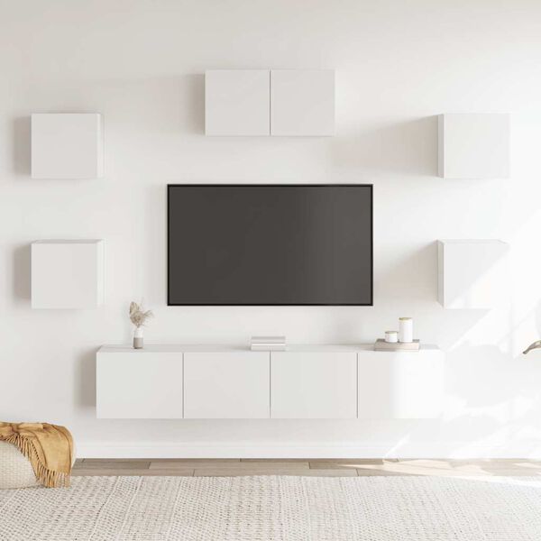vidaXL TV Cabinet Set Set of 7 White Engineered wood Various sizes
