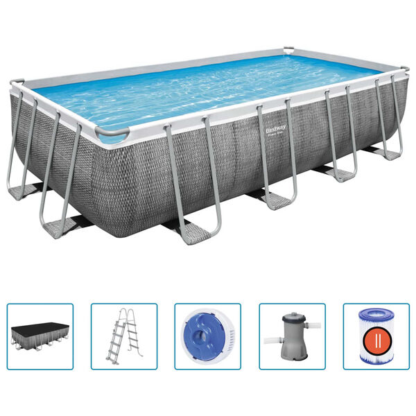 Bestway Swimming Pool Grey Tritech, laminated heavy-duty PVC, polyester mesh
