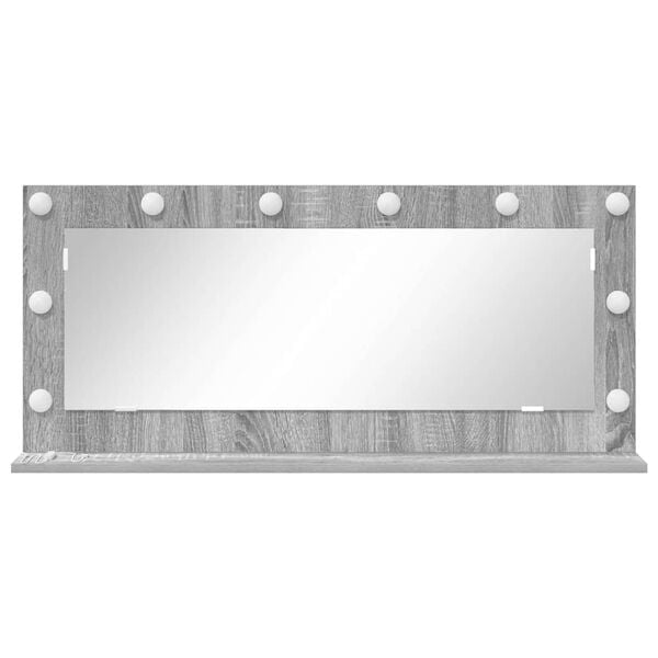 vidaXL Vanity Mirror with Mirror Grey Sonoma 39.37 x 17.72 x 7.09 in