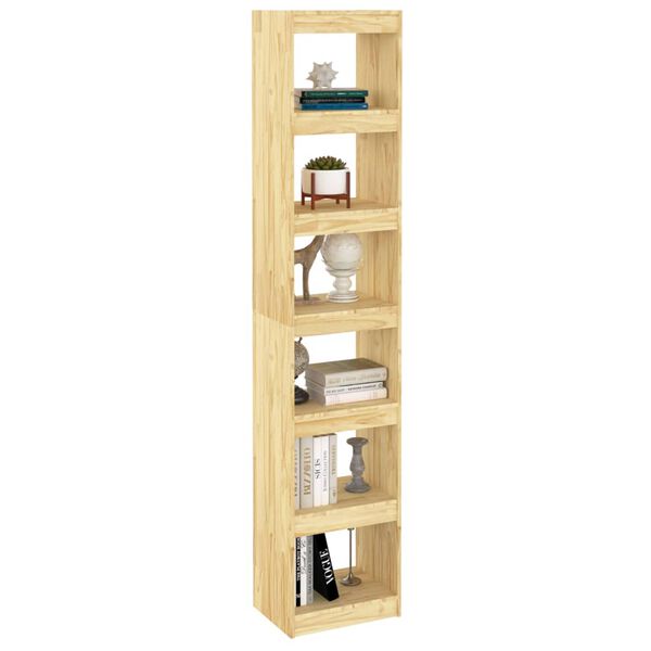 vidaXL Book Cabinet Natural Pine Solid Pinewood Tall Book Cabinet