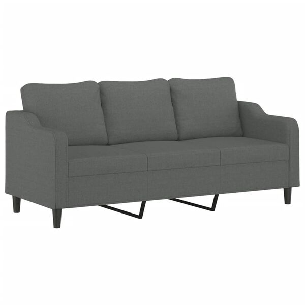 vidaXL 3-seater Sofa Dark Grey Metal Frame, 100% Polyester Fabric, Foam
