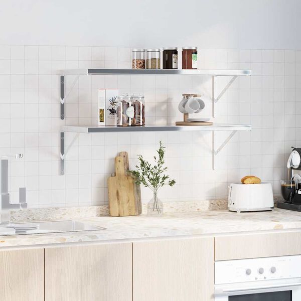 vidaXL Shelf Bracket Silver Stainless Steel Standard Decorative Inlays