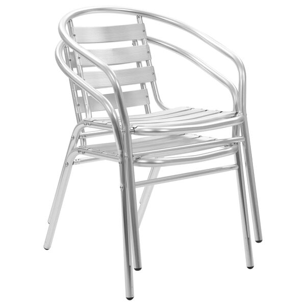 vidaXL Stackable Chair Set of 2 Silver Aluminum Standard Stackable