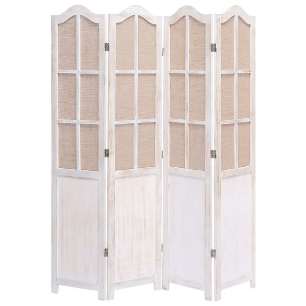 vidaXL 4-Panel Room Divider White 55.1"x65" Fabric