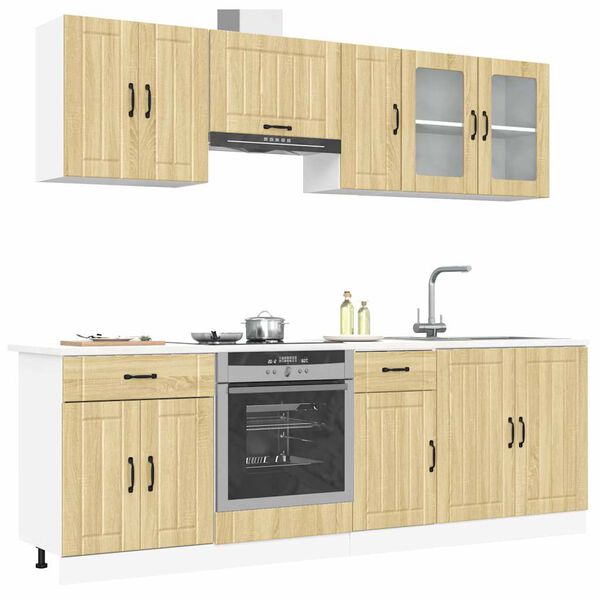 vidaXL Kitchen Cabinet Set Sonoma Oak Engineered Wood, Glass Large