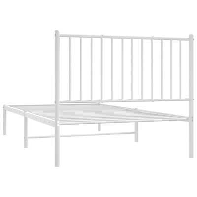 vidaXL Metal Bed Frame with Headboard White 39.4"x74.8" Twin