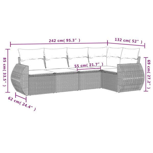 vidaXL Garden Sofa Set Beige, Light gray