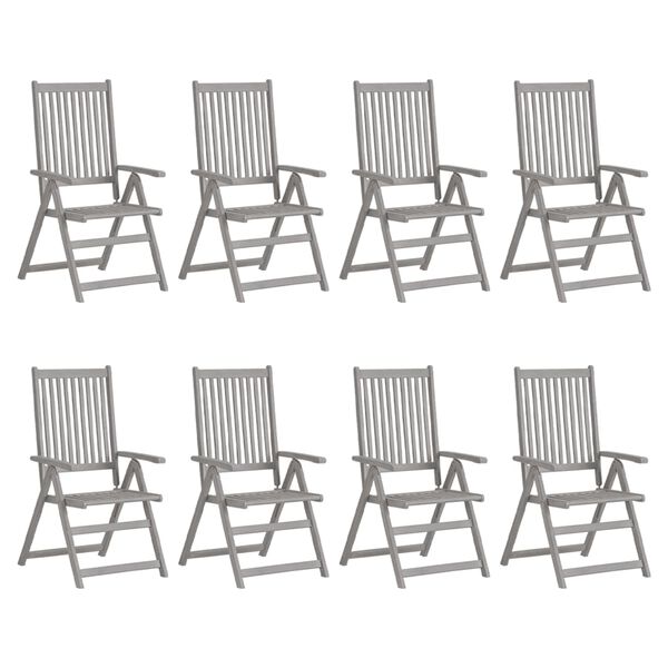 vidaXL Garden Chair Set of 8 Grey Solid Acacia wood Standard