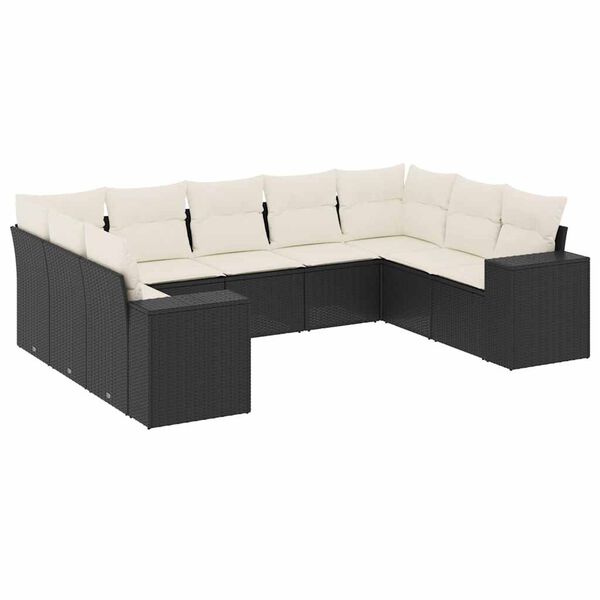 vidaXL Garden Sofa Set Black and Cream White