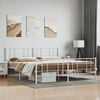 vidaXL Bed Frame White Powder-Coated Steel King Bed Frame Rectangular