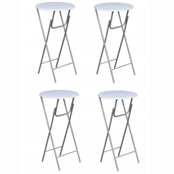 vidaXL Bar Table Set of 4 Cream MDF Tabletop, Iron Legs Standard