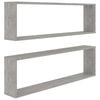 vidaXL Wall Shelf Set of 2 Concrete grey Engineered wood