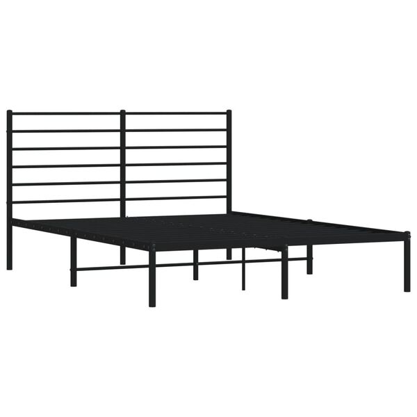 vidaXL Bed Frame Black Powder-Coated Steel Double Bed Frame