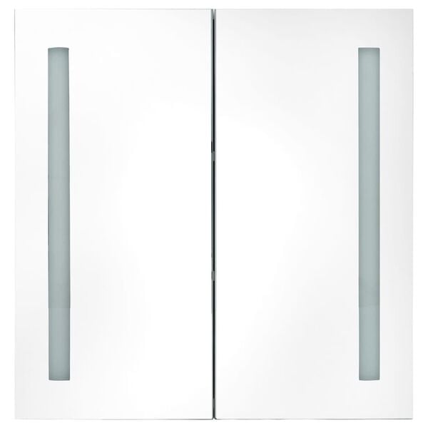 vidaXL Bathroom Cabinet Shining gray MDF with melamine finish and glass
