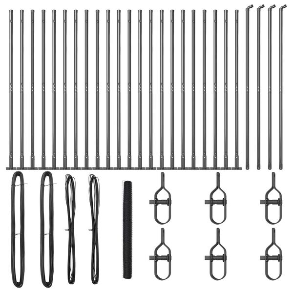 vidaXL Fence Post Grey 164.04 x 5.25 ft (1.42 in mesh) Steel and PVC