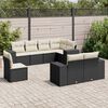 vidaXL Garden Sofa Set Black PE rattan, powder-coated steel, 100% polyester