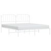 vidaXL Bed Frame White Powder-Coated Steel Queen Modern Bed Frame