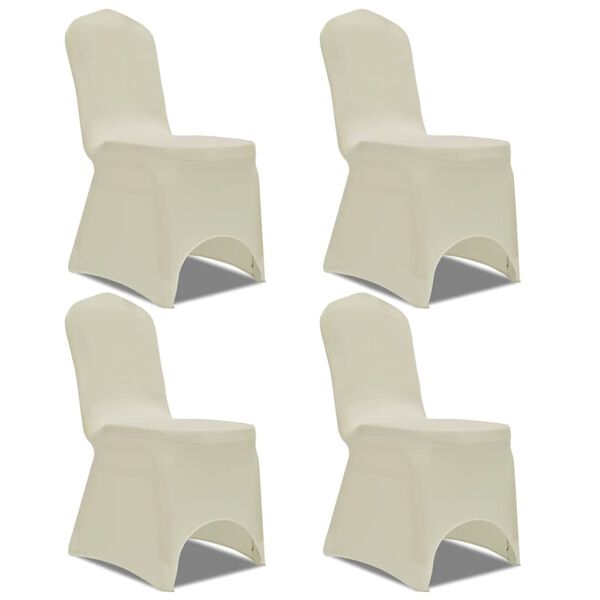 vidaXL Chair Cover Set of 4 Cream Polyester, Spandex Universal