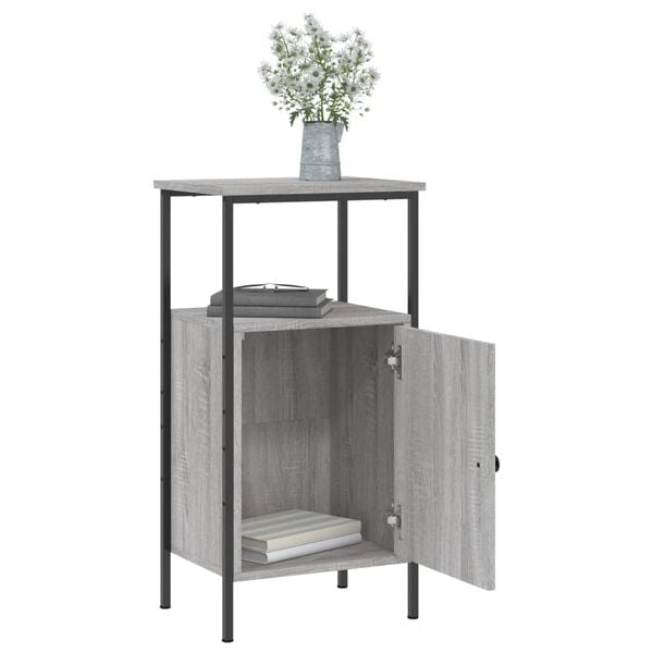 vidaXL Bedside Cabinet Gray sonoma Engineered wood, Iron Medium