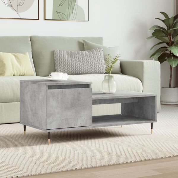 vidaXL Coffee Table Concrete Gray Engineered Wood, Metal Medium