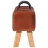 vidaXL Gym Bench Brown Goat leather, Solid Acacia wood Compact Durable
