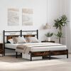 vidaXL Bed Frame Smoked Oak Engineered Wood and Steel Full Bed Frame