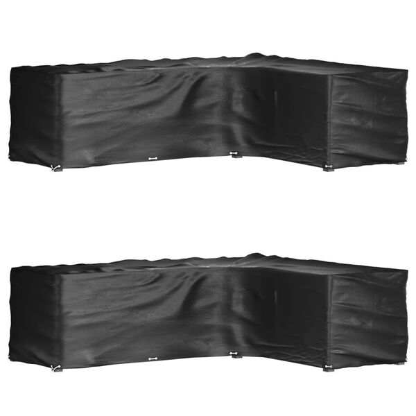 vidaXL Garden Furniture Cover Set of 2 Black Polyethylene, Aluminum