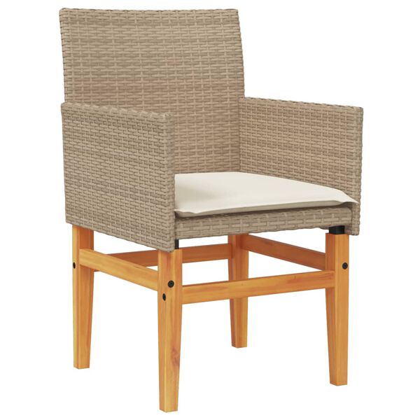 vidaXL Garden Chair Beige PE rattan, solid acacia wood, powder-coated steel