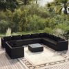 vidaXL Garden Lounge Set Black PE Rattan, Powder-Coated Steel, Glass Large