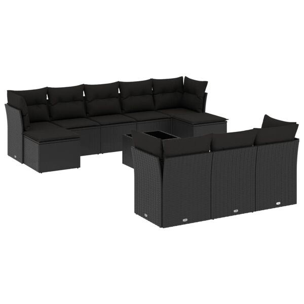 vidaXL Garden Sofa Set Black PE rattan Large Modular Garden Sofa Set
