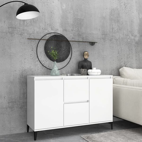 vidaXL Sideboard White Engineered wood, metal Medium Sideboard