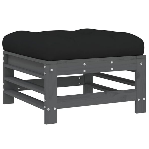 vidaXL Garden Footstool Grey and Black