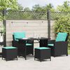 vidaXL 4 Piece Patio Sofa Set with Cushions Black Poly Rattan