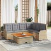 vidaXL Patio Lounge Set Beige PE rattan Large Removable Covers