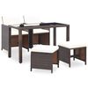 vidaXL Outdoor Furniture Set Brown Steel, Poly Rattan, Polyester, Glass