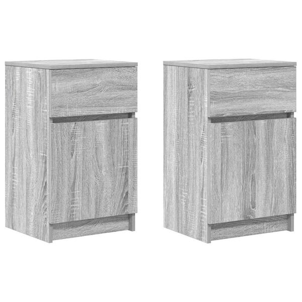 vidaXL Bedside Cabinet Set of 2 Grey Sonoma Engineered wood Medium