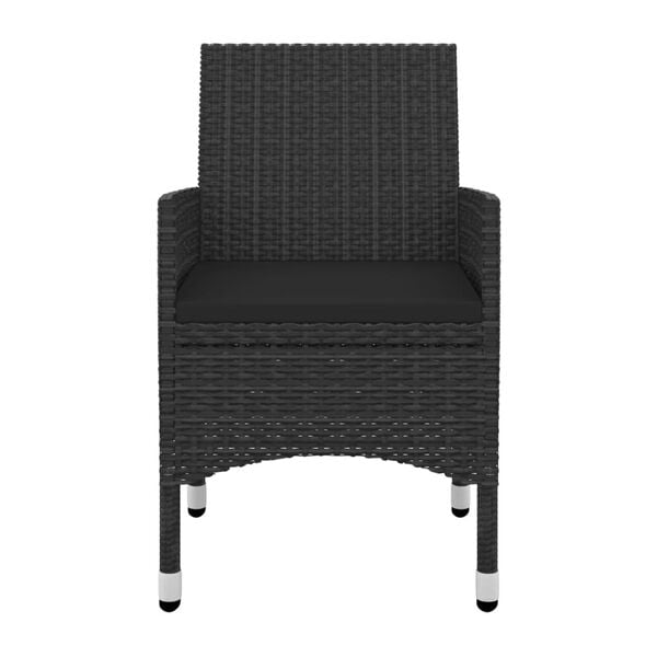 vidaXL Garden Dining Set Black PE rattan, steel, glass 9 Piece Durable