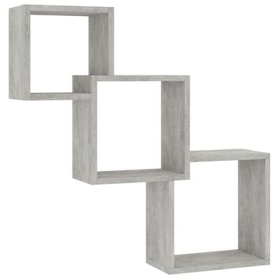 vidaXL Cube Wall Shelves Concrete Gray 33.3"x5.9"x10.6" Engineered Wood