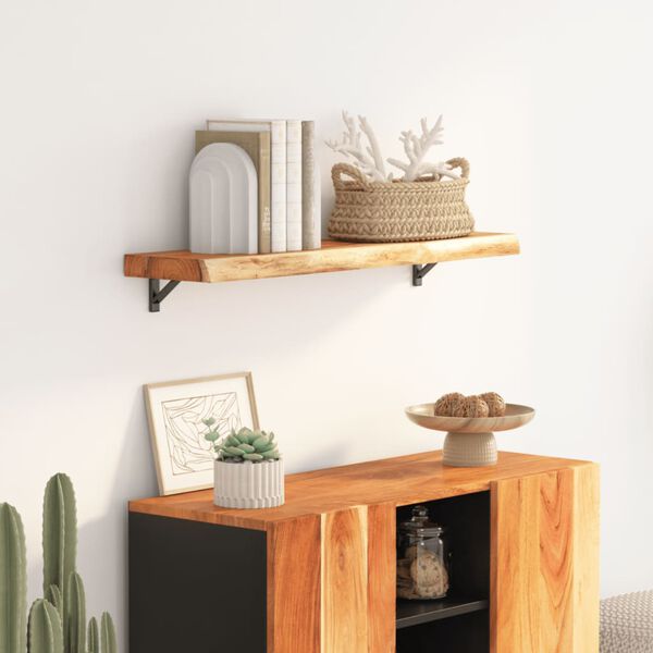 vidaXL Wall Shelf Natural wood color Solid acacia wood 39.4 x 7.9 in