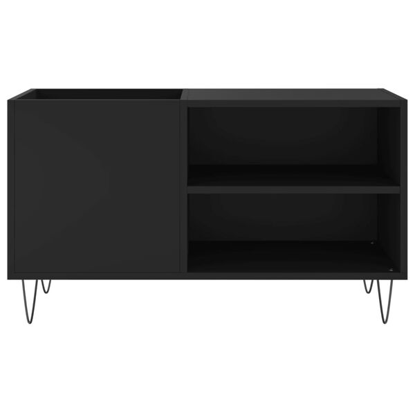 vidaXL Record Cabinet Black Engineered wood, iron Medium Record Cabinet