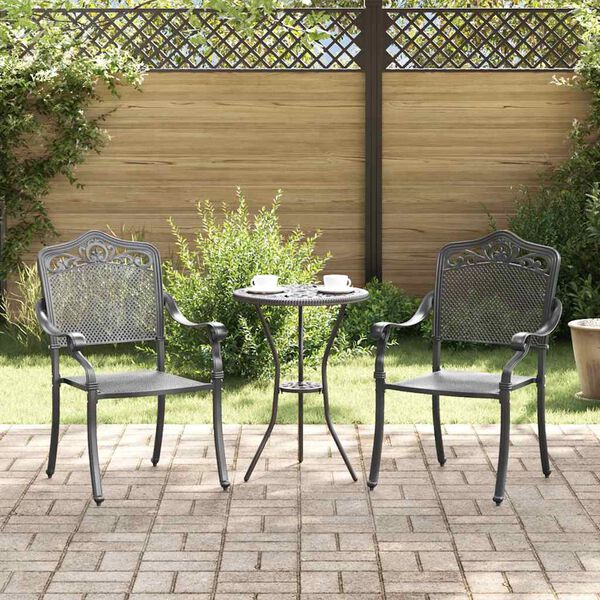 vidaXL Garden Chair 2 pcs Black 55 x 56.5 x 91cm Aluminium